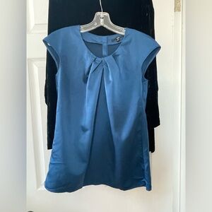 Boss Jewel Toned Sapphire Blue Satin Blouse